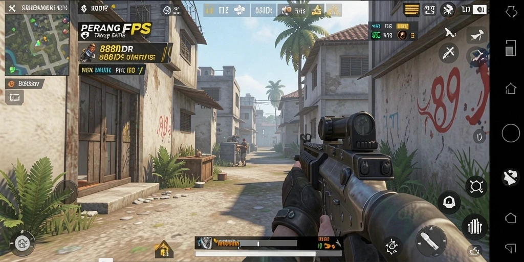 Screenshot gameplay seru dari 888IDR menampilkan aksi tembak-menembak yang intens.