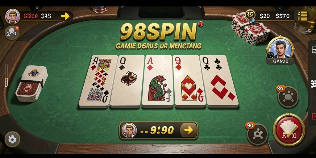 Tampilan gameplay seru dalam game Domino 98SPIN.