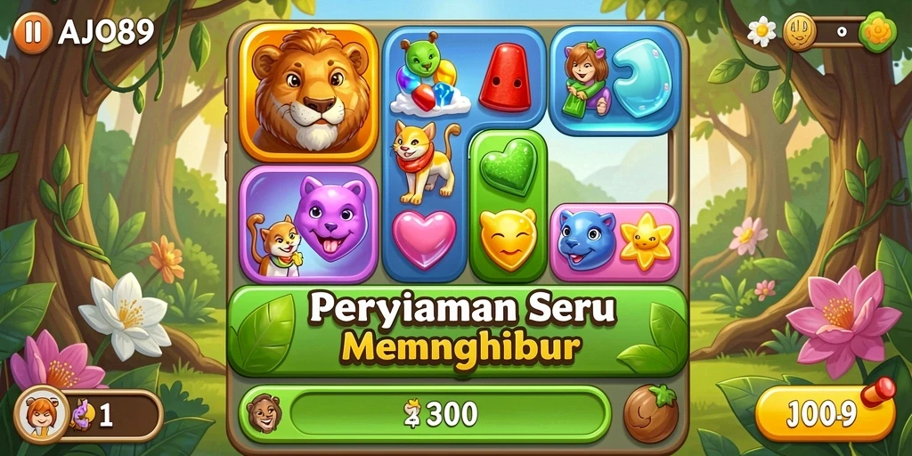 Gameplay AJO89 yang penuh warna dan seru dalam genre Match-3.