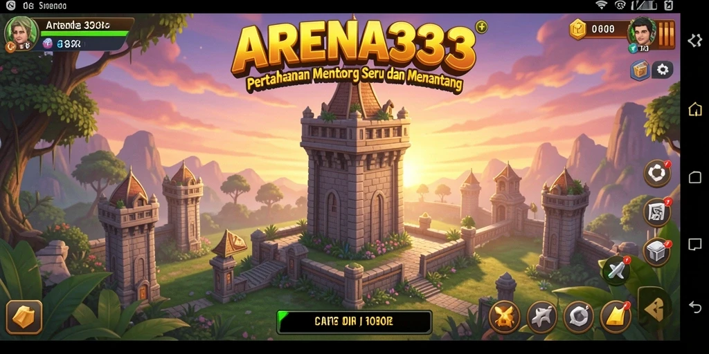 Tampilan gameplay menara pertahanan yang seru dan mendebarkan.