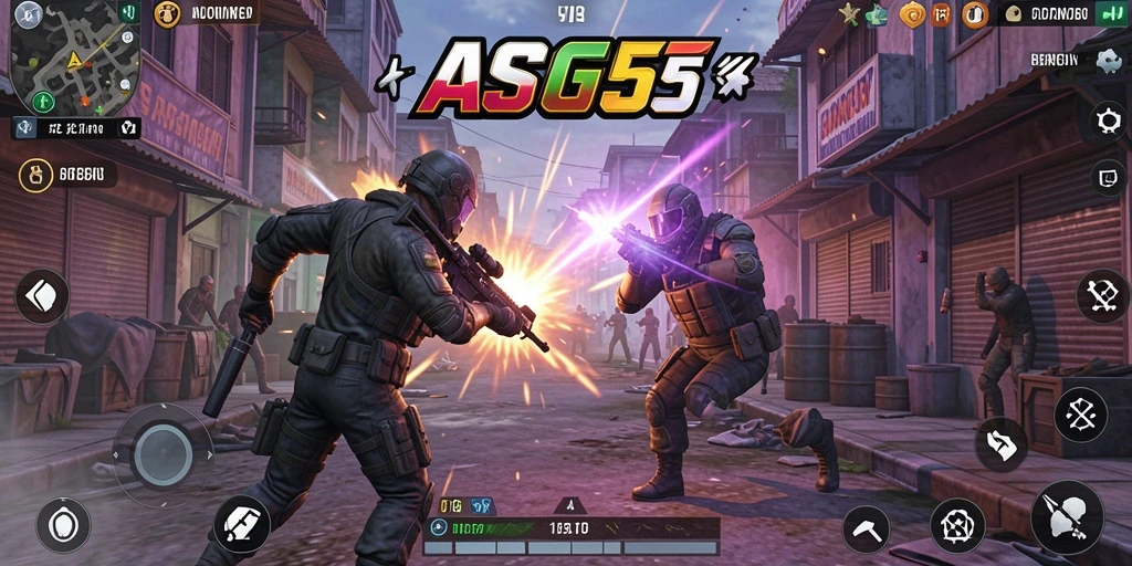 Screenshot gameplay ASG55 yang menampilkan momen pertempuran menarik.