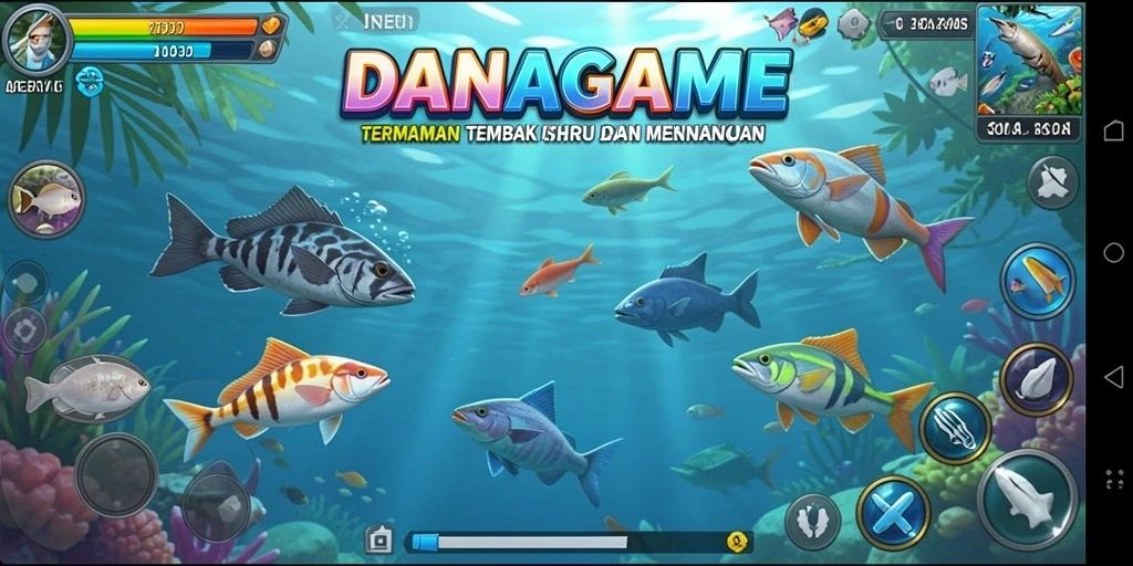 Tampilan menarik dari permainan Tembak Ikan DANAGAME.