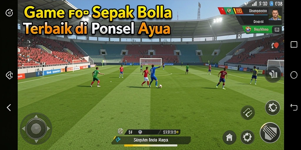 Screenshot dari gameplay F08 yang menampilkan suasana pertandingan sepak bola.