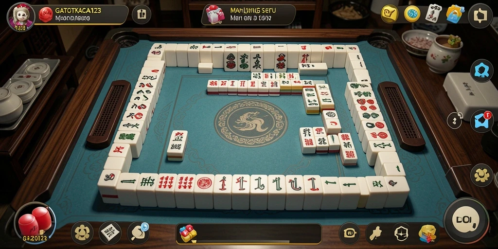 Screenshot GATOTKACA123 menunjukkan gameplay Mahjong yang mendebarkan.