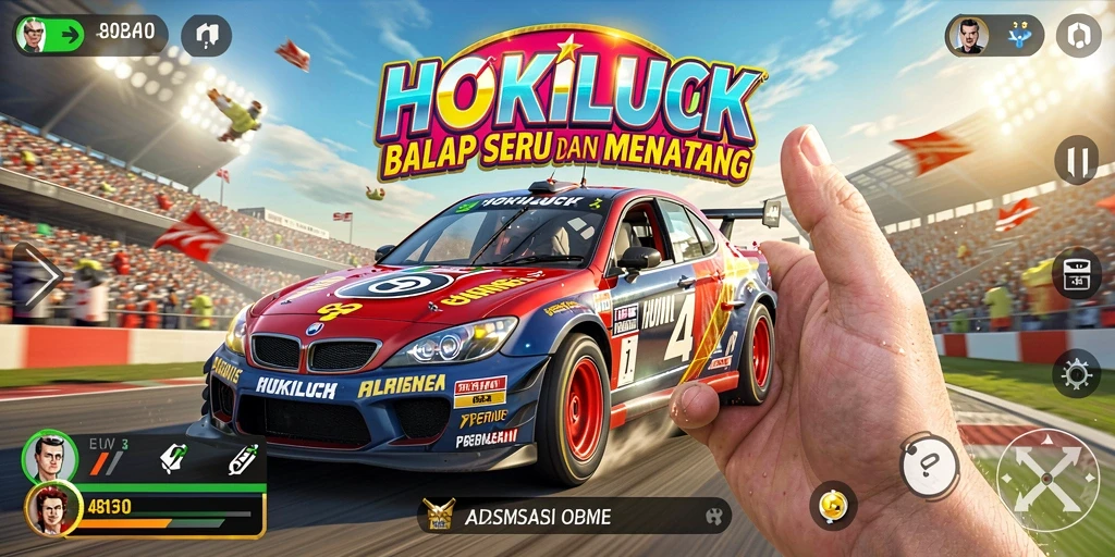 Tangkapan layar HOKILUCK menampilkan aksi balap yang seru dan mendebarkan.