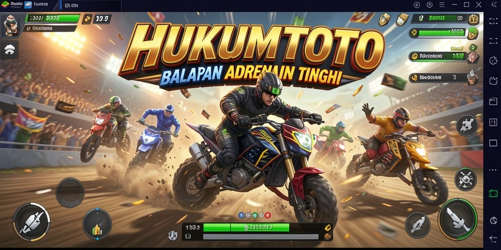 Gameplay HUKUMTOTO dengan aksi balapan penuh adrenalin.