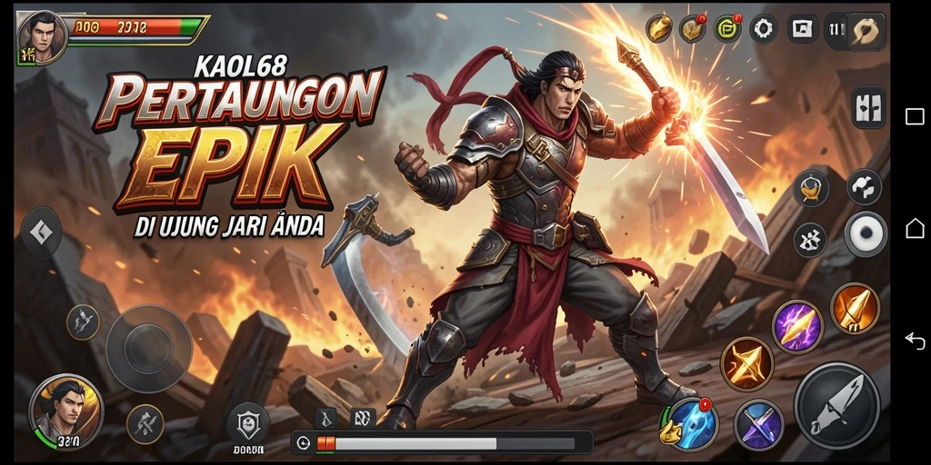 Screenshot KAOL68 menunjukkan pertarungan epik antar karakter yang menampilkan aksi mendebarkan.