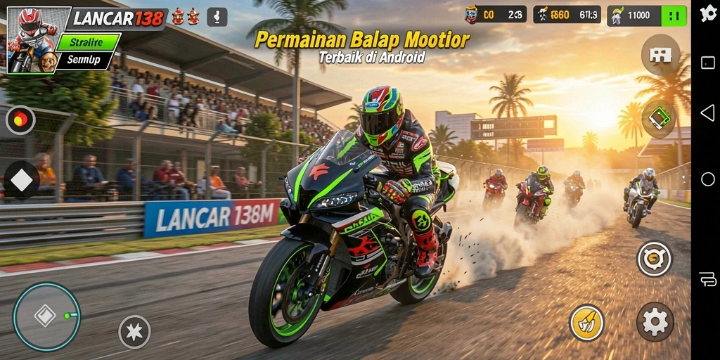 Tampilan gameplay mendebarkan dari lintasan balap motor LANCAR138.