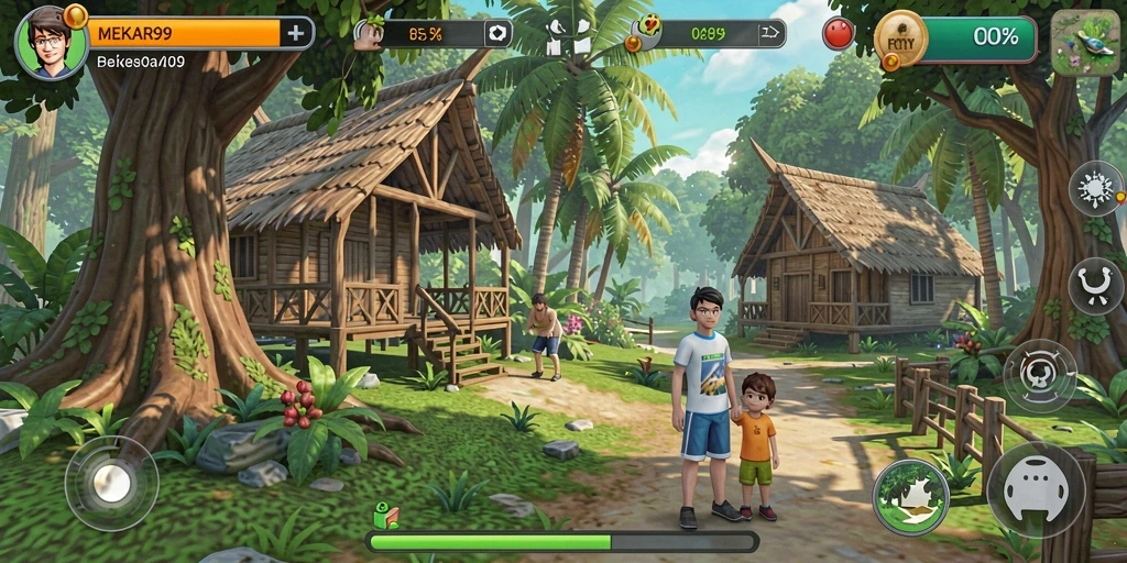 Screenshot gameplay MEKAR99 yang penuh warna dan menyenangkan.