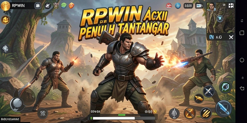 Screenshot gameplay RPWIN menampilkan aksi mendebarkan dan karakter unik.