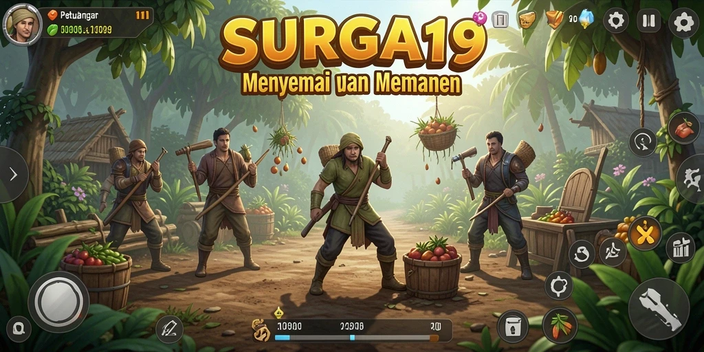 Tampilan gameplay menarik dari SURGA19 dengan pertanian yang beragam.