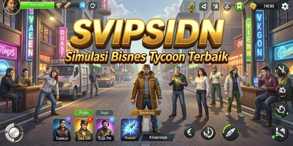 Tampilan gameplay menarik dalam SVIPSIDN dengan simulasi bisnis yang dinamis.