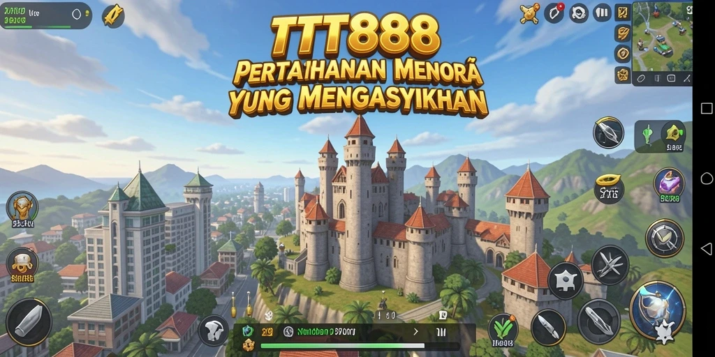 Screenshot gameplay TTT888 yang menampilkan aksi Tower Defense yang mendebarkan.