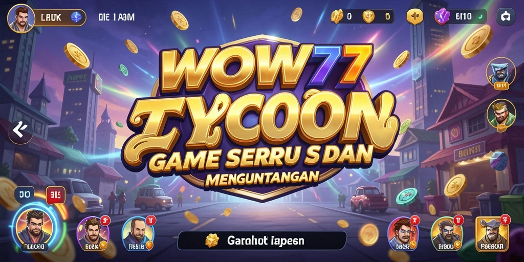Tampilan gameplay WOW77 yang menampilkan pengelolaan bisnis Tycoon.